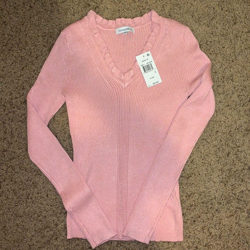 Pink v-neck sweater
